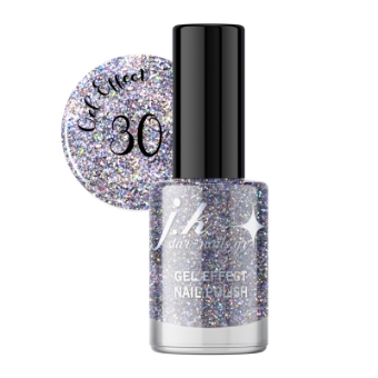 Picture of JK 30 Gel Effect Nail Polish Iridescent Silver Glitter 12ml