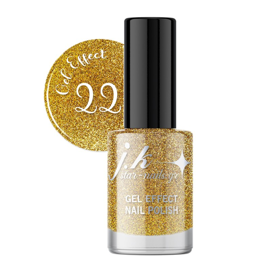 Picture of JK 22 Gel Effect Nail Polish Golden Glitter 12ml