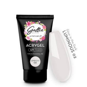 Εικόνα της Gellie Acrygel Luminus 02 Natural - Natural που λάμπει στο σκοτάδι σε λευκή προς γαλάζια απόχρωση 30ml