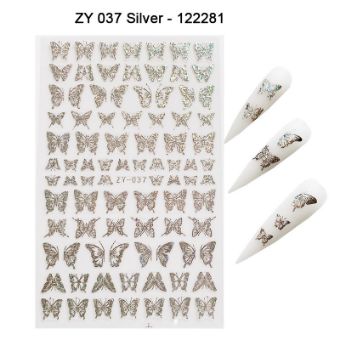 Εικόνα της JK Starnails Nail Stickers Butterflies Silver ZY 037 - Αυτοκόλλητα Νυχιών Πεταλούδες Χρυσές