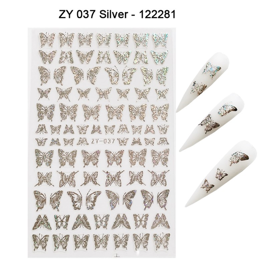 Picture of JK Starnails Nail Stickers Butterflies Silver ZY 037