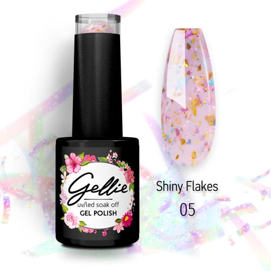 Picture of Gellie Shiny Flakes 05 Milky Light Pink with multi-colorful flakes