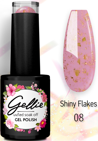 Picture of Gellie Shiny Flakes 06 - Milky Pink with gold flakes