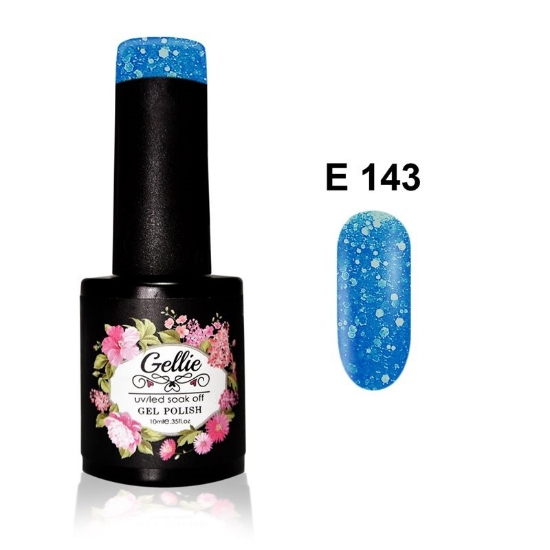 Εικόνα της JK Starnails Gellie E 143 - Μπλέ με Ασημί Glitter και Ασημί Ιριδίζον Πούλια 10ml