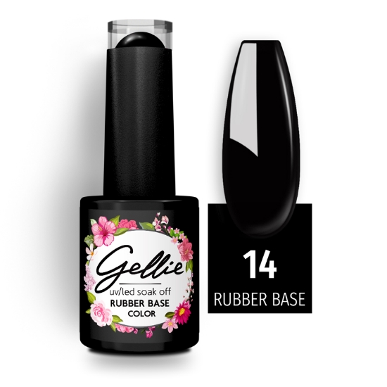 Εικόνα της Gellie Rubber Base Color 14 Black for Cat Eye base - Rubber Base Μαύρη για βάση Cat Eye 10ml