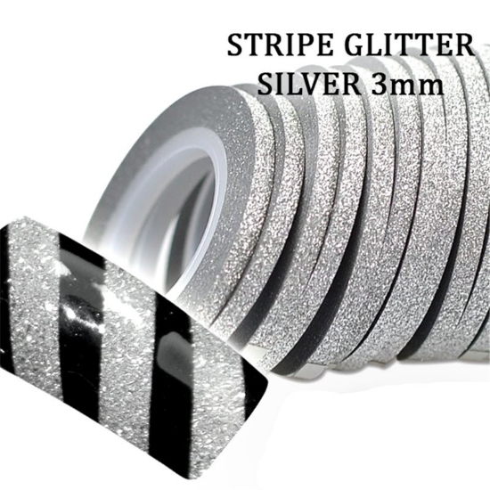 Picture of JK Starnails Silver Glitter Stripe for Nails 3mm