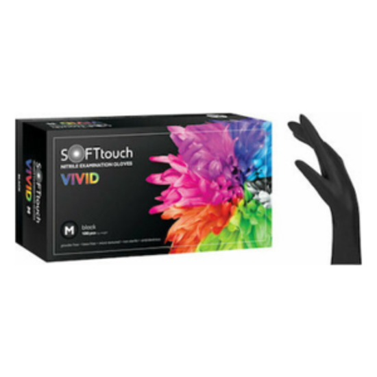 Picture of Soft Touch Vivid Nitrile Gloves Black (M) 100 pieces