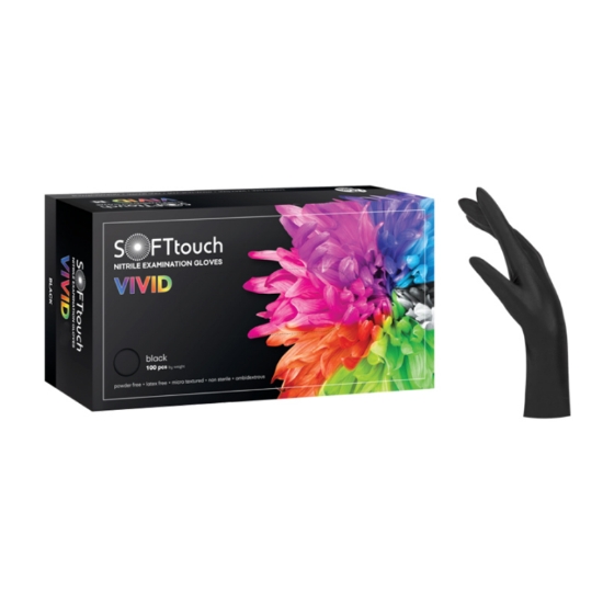 Picture of Soft Touch Vivid Nitrile Gloves Black (L) 100 pieces