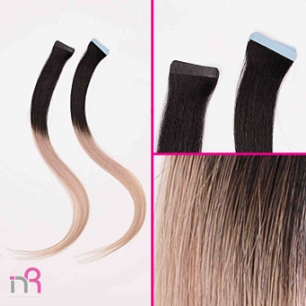 Εικόνα της Bioshev Hair Tapes REMY N.Black/Ice Ombre 4x50cm Ζεύγος